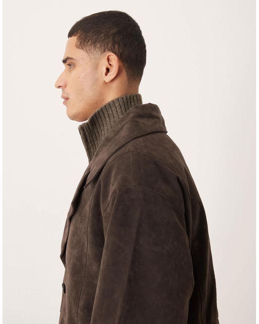 ASOS Brown Extreme Oversized Mid Length Jacket for men