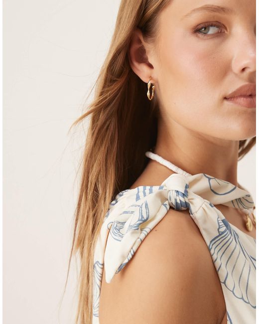 ASOS Natural Fallen Knot Shoulder Dropped Waist Mini Dress