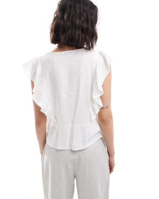 ONLY White Frill Detail Button Through Top