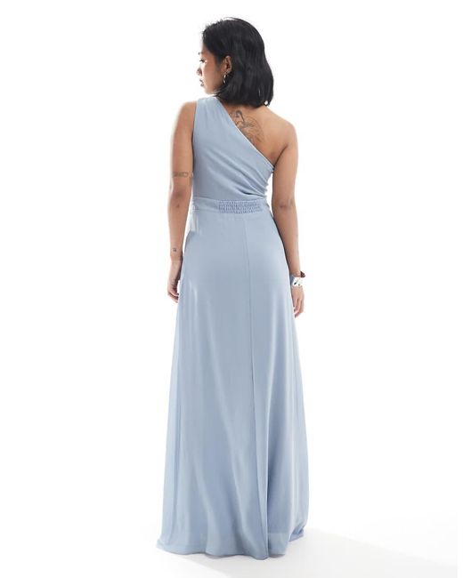 TFNC London Blue Bridesmaid Chiffon Maxi Dress With Wrap Skirt