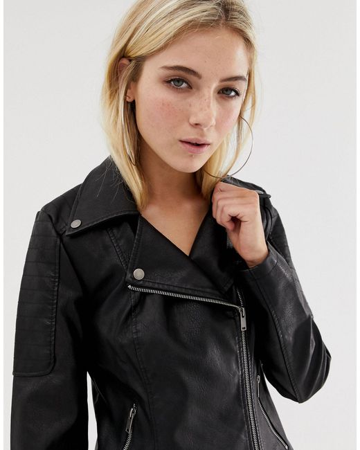 black leather look jacket
