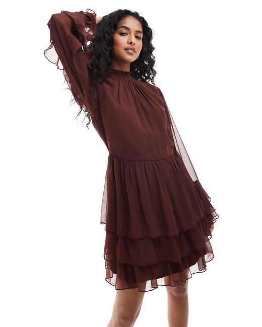 Miss Selfridge Purple Chiffon Ruffle Mini Dress