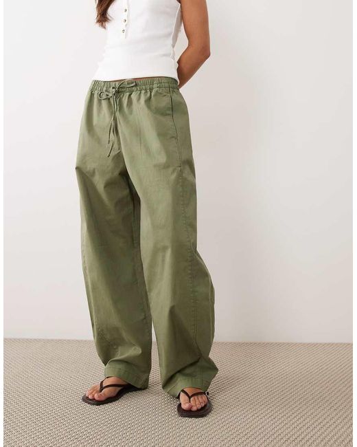 Abercrombie & Fitch Green Twill Barrell Fit Trousers