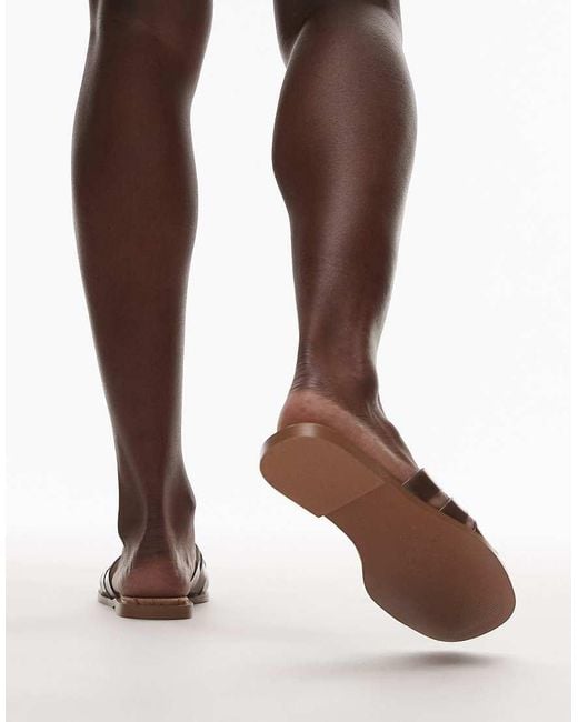 TOPSHOP Brown Kris Jelly Flat Sandals