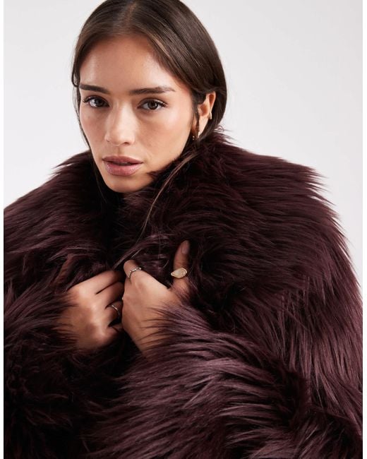 ASOS Red Oversized Jacket With Faux Fur Collar