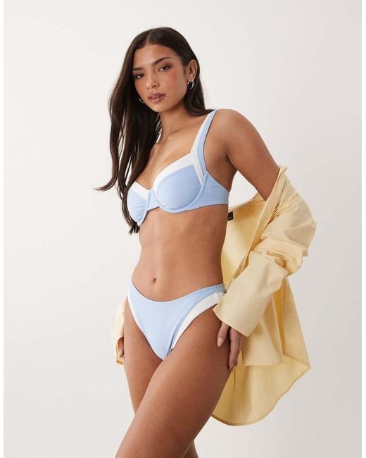 Abercrombie & Fitch Blue Contrast Detail Underwire Bikini Top Co-ord