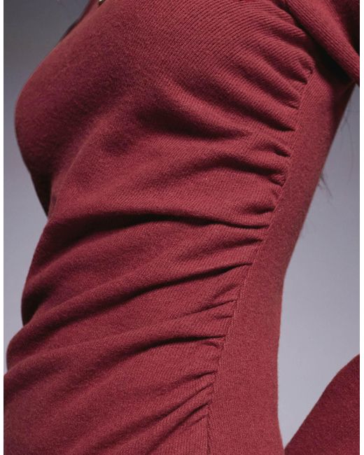 ASOS Red Supersoft Long Sleeve Ruched Side Maxi Dress