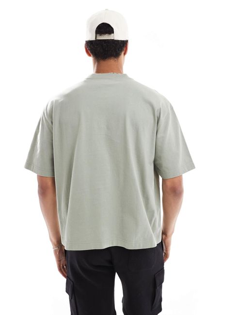 Hollister Gray Boxy Fit Cropped T-shirt for men