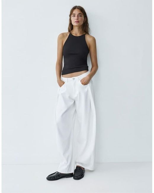 Pull&Bear Blue Halter-Neck Strappy Back Top