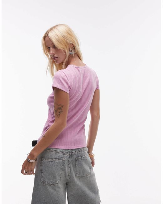TOPSHOP Pink Pointelle Tee