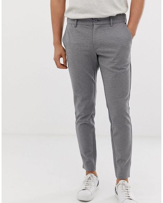 Only & Sons Slim Tapered Fit Trousers in Grey for Men | Lyst Canada