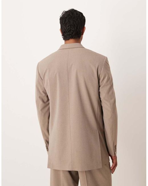 ASOS Natural Relaxed Square Shoulder Suit Jacket for men