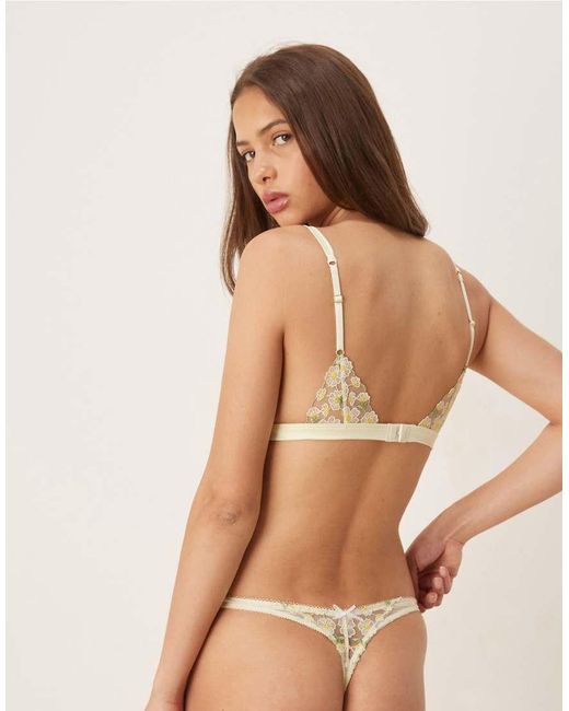 ASOS Natural Camille Premium Daisy Embroidery Lingerie Thong