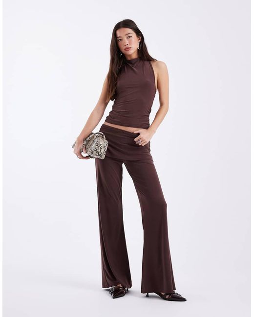 Collusion Purple Tie Halter Neck Scarf Slinky Top