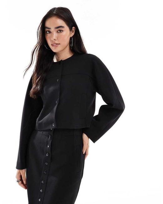 French Connection Black Jaiden Tailored Cropped Jacket Co-ord