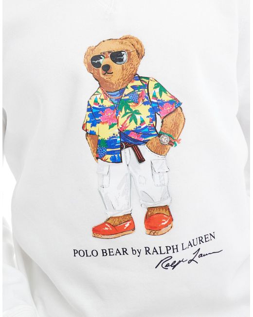 Polo Ralph Lauren White Beach Club Bear Print Sweatshirt for men