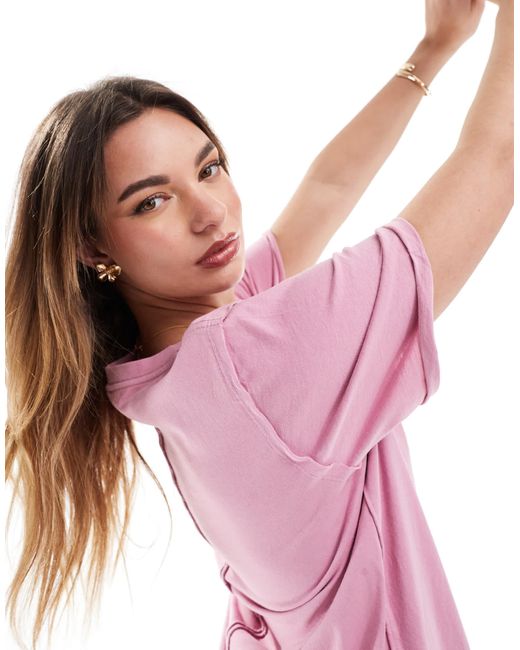 ASOS Pink Slouchy Raw Edge Regular Fit Washed T-shirt