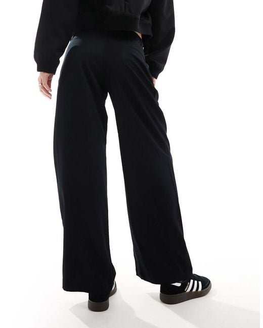 Monki Black Wide Leg Low Waist Tailored Trousers