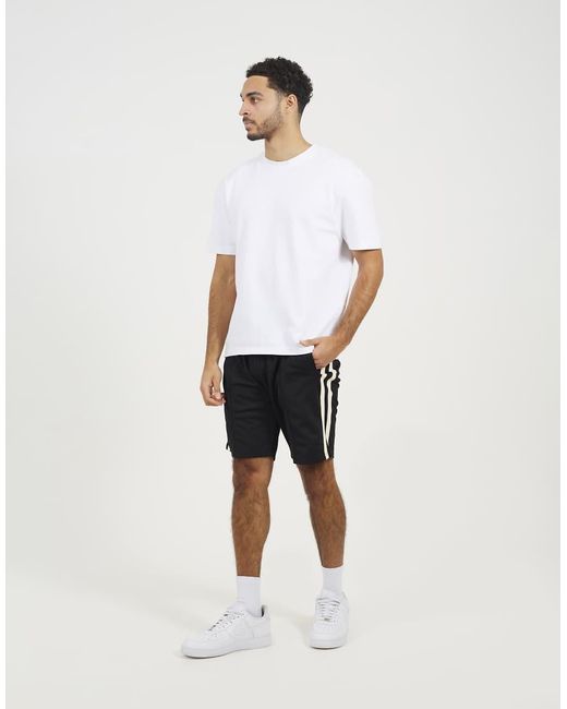 Brave Soul Black Double Side Stripe Jersey Shorts for men