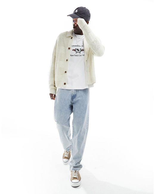 Camicia giacca color crema di Abercrombie & Fitch in White da Uomo