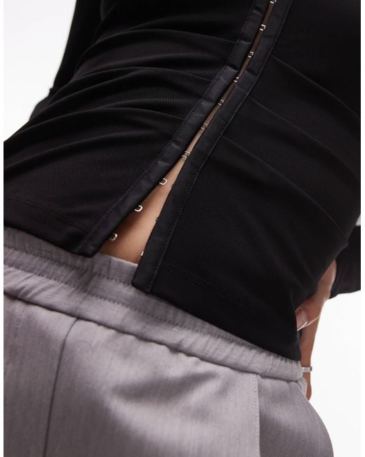 AllSaints Black Cadell Hook And Eye Top