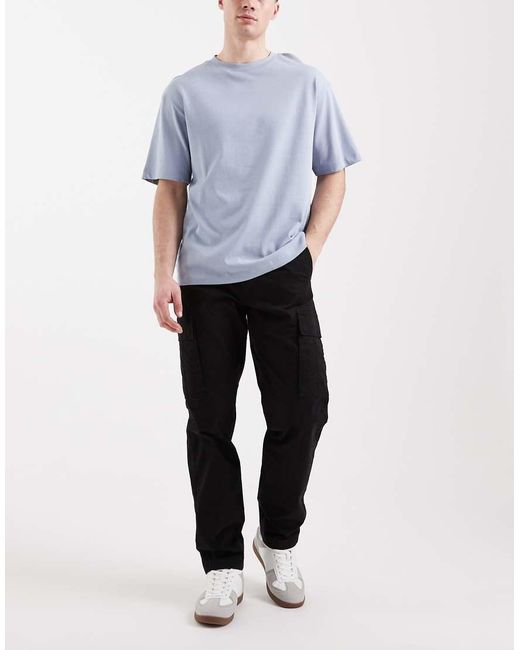 Jack & Jones Black Straight Cargo Trousers for men