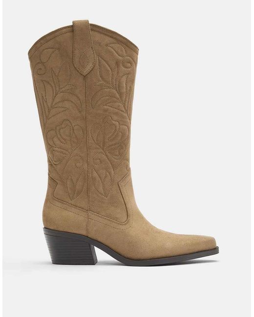 Pull&Bear Cowboylaarzen in het Natural