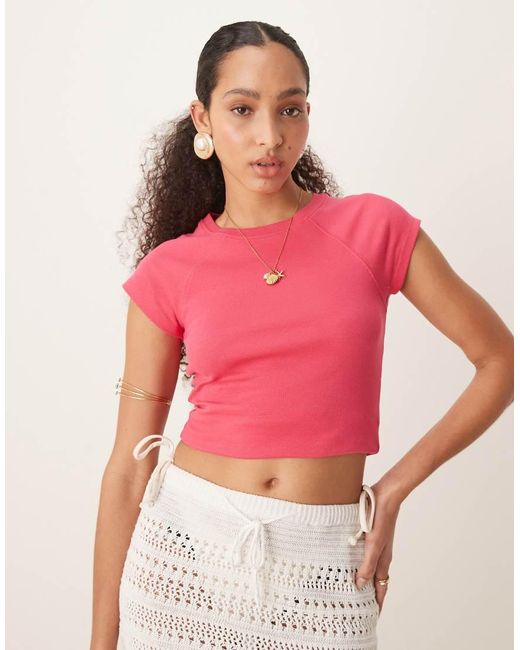 ASOS Baby-T-Shirt Van Slubstof Met Raglanmouwen in het Pink