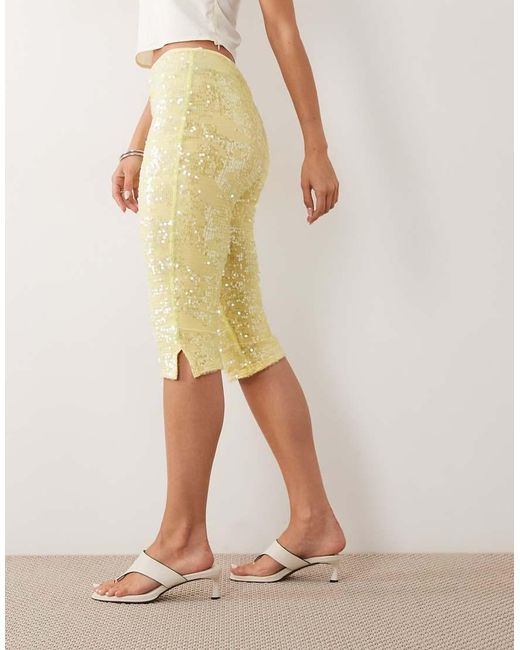 ASOS Natural Sequin Capri Trouser