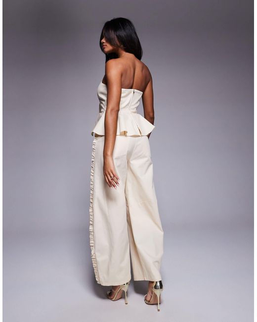 ASOS Yellow Co-ord Cotton Twill Barrel Trouser With Ruffle