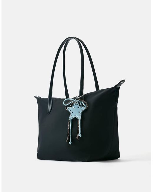 Pull&Bear Black Embellished Nylon Tote Bag
