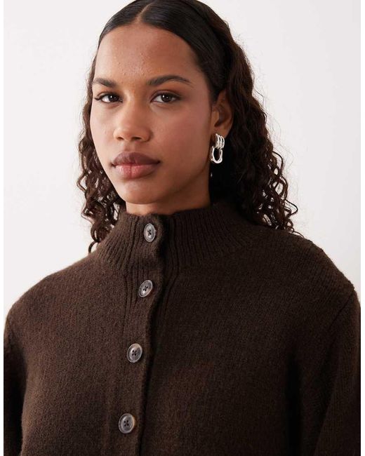 ASOS Brown High Crew Neck Cardigan