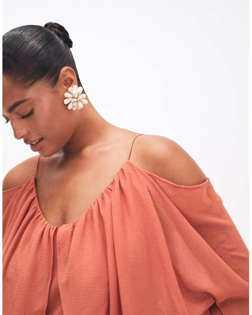 ASOS Red Asos Design Curve Draped Maxi Dress With Draped Blouson Sleeve & Tassel Tie