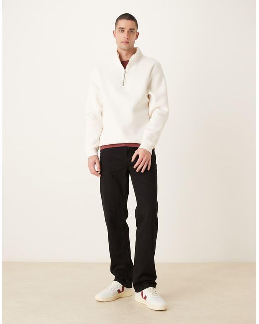 ASOS Natural Essentials Quarter Zip Sweatshirt for men