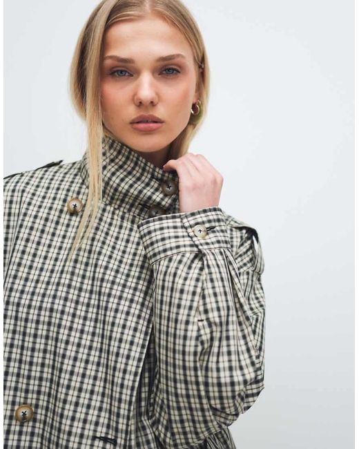 ASOS Gray Funnel Neck Button Front Trench Jacket