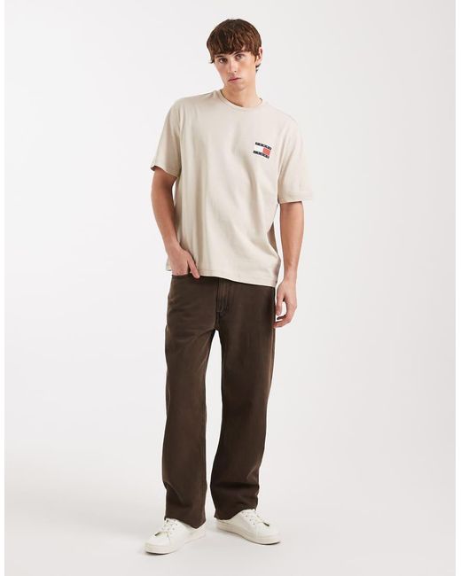 Tommy Hilfiger Natural Flag Logo T-shirt With Mountain Peak Back Print for men
