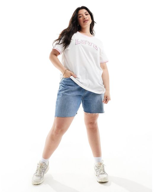 ONLY White Boxy Fit T-shirt With Love Print