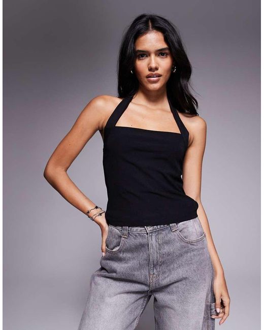 ASOS Gray Clean Halter Top