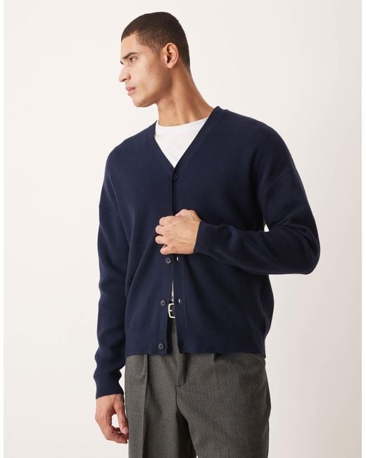 ASOS – relaxed-fit-strickjacke in Blue für Herren