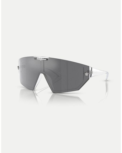 Ve4461 - occhiali da sole irregolari bianchi cristallo con lenti grigie a specchio di Versace in Gray