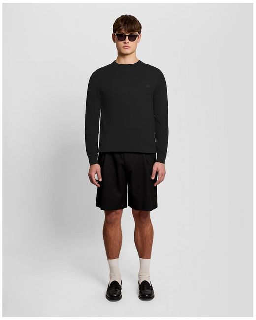Lyle & Scott Black Tonal Superfine Crew Neck Jumper for men