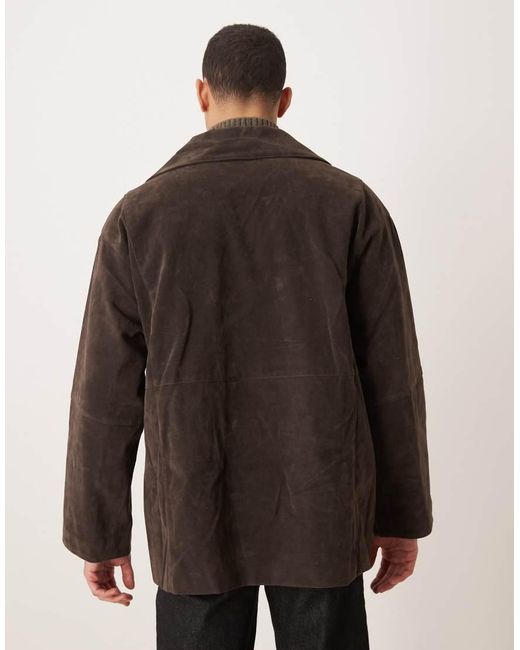 ASOS Brown Extreme Oversized Mid Length Jacket for men