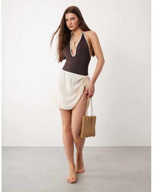 Free Society White Ruched Mini Sarong