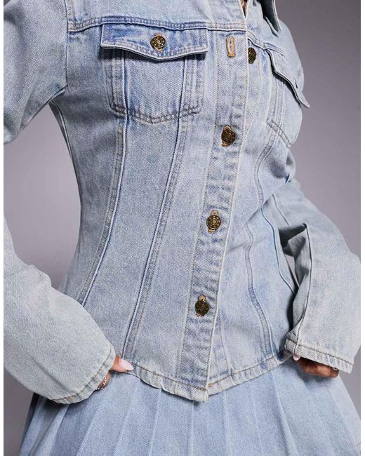 Lioness Gray Rider Cinch Detail Denim Jacket Co-ord