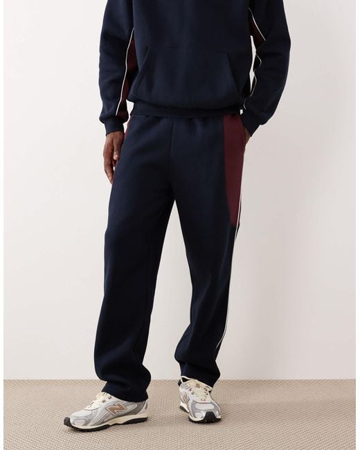 ASOS Blue Straight Leg jogger With Cut And Sew for men