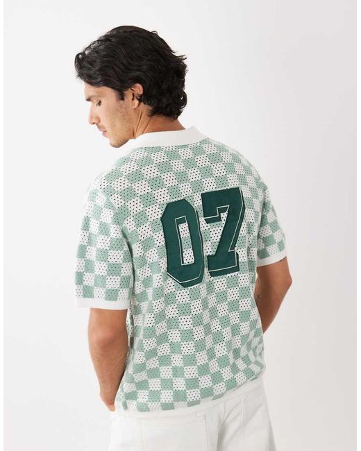 ASOS Multicolor Relaxed Short Sleeve Knitted Notch Neck Polo With 07 Graphic for men