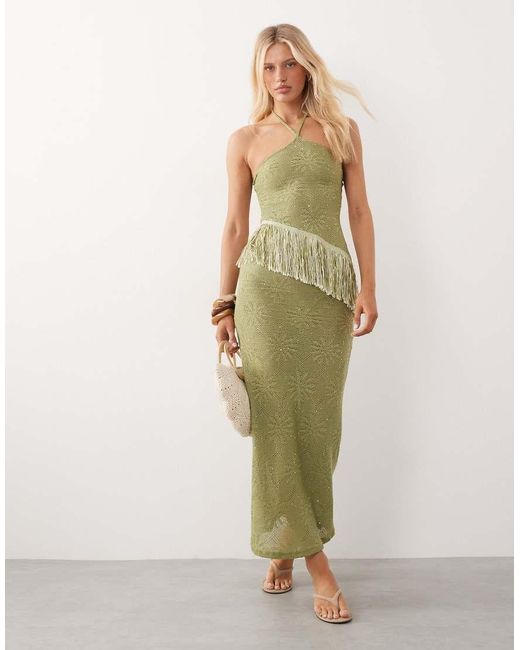 Motel Green Masina Asymetric Fringe Hem Top