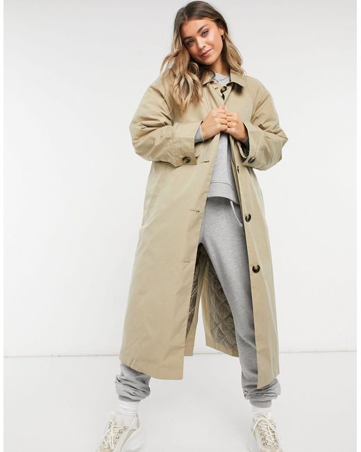 ASOS Natural Boyfriend Trench With Quilted Liner