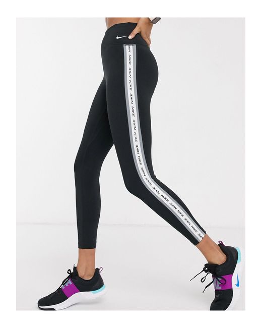 Nike Synthetic One Tight Cropped leggings With Taping in Black | Lyst