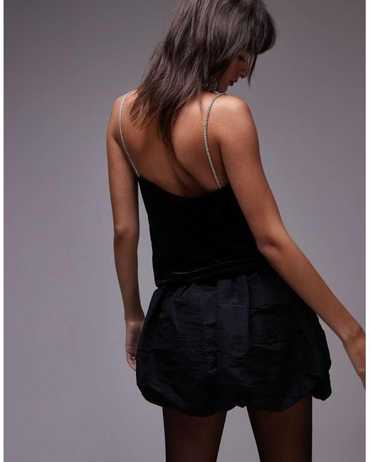 Mango Black Diamante Strap Cami Top